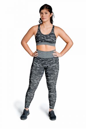 King Lifestyle Ladies Black Camo Seamless Legging