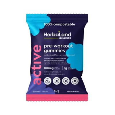 Herbaland Pre-Workout Gummies 50g Sour Blue Raspberry